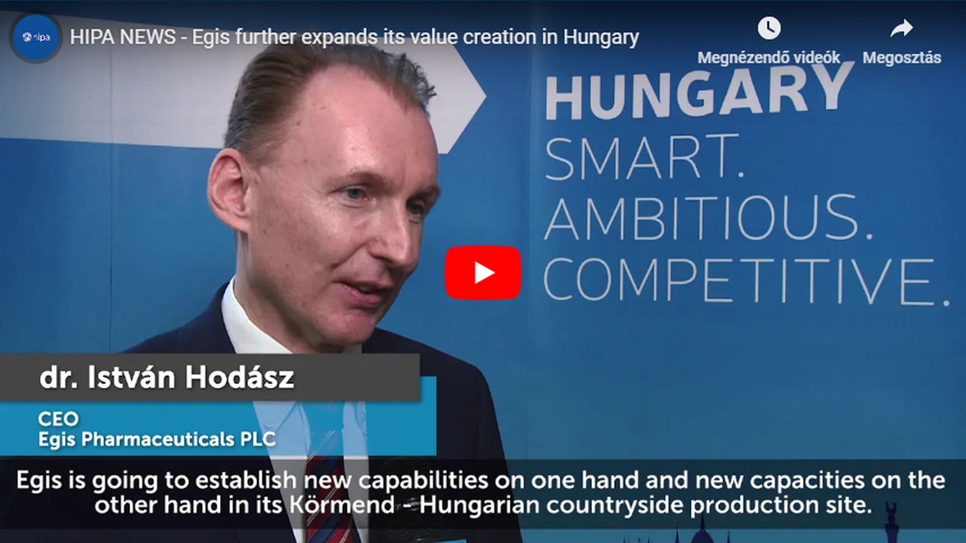 Az Egis tovább növeli magyarországi hozzáadott értékteremtését